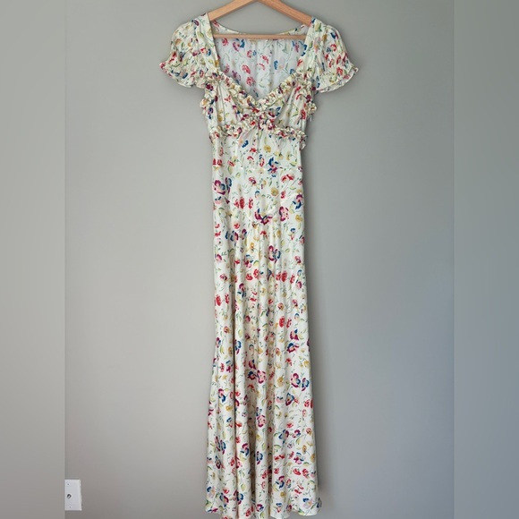 NEW DOEN Valerine SIlk Blend Dress Windswept Blooms Cream Floral | US XS - Picture 8 of 17